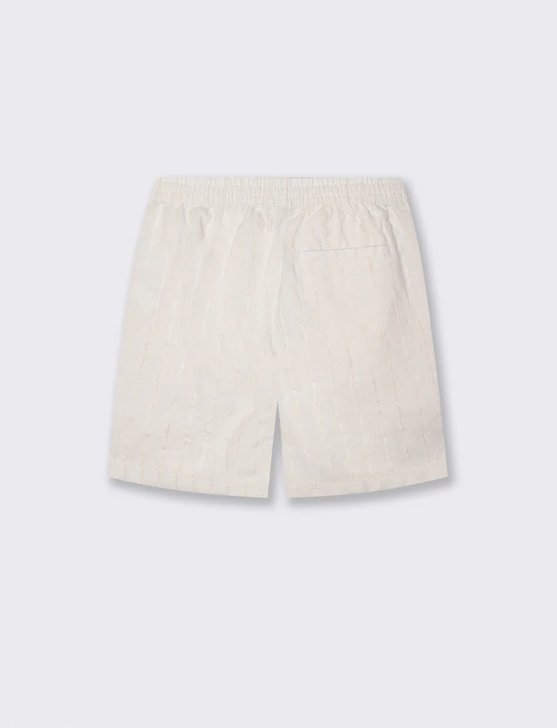 Bermuda in cotone con elastico in vita - Beige