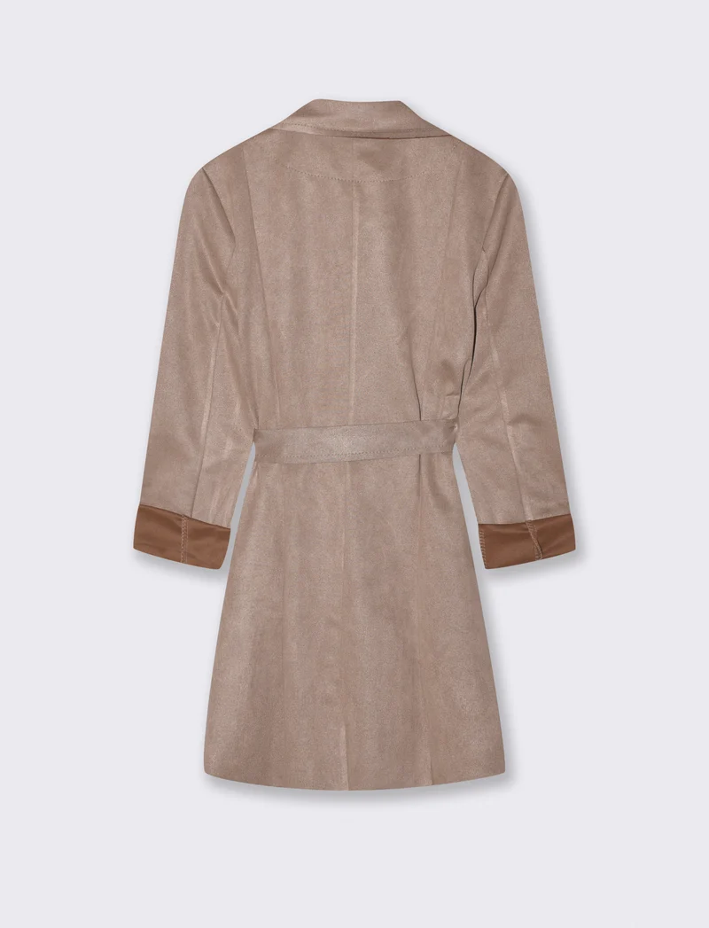 Trench in tessuto suede - Grigio fango