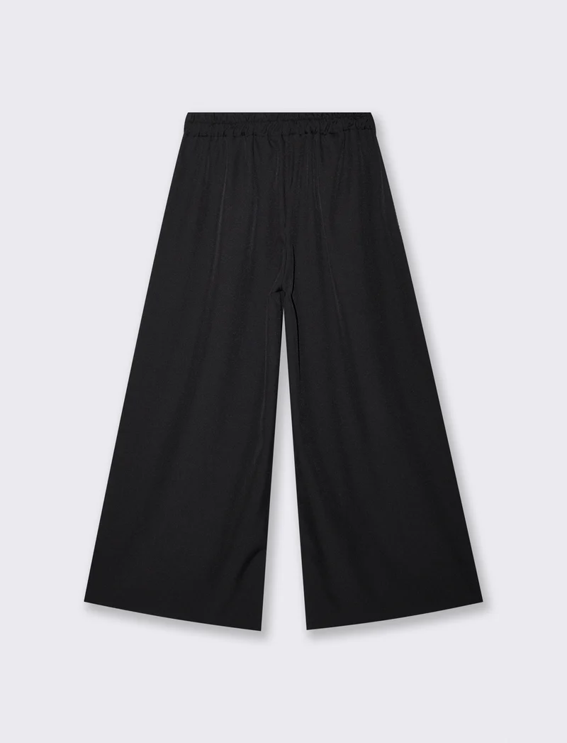 Pantalone over con pieghe ed elastico - Nero