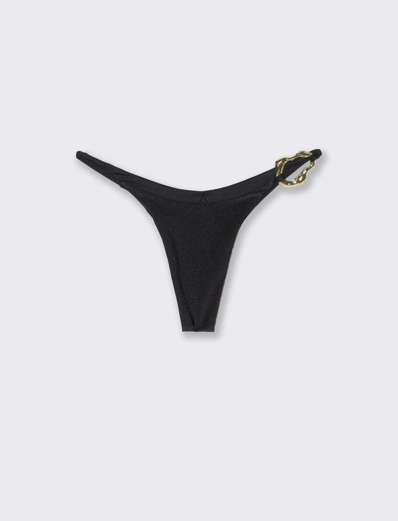 Slip brasiliana con anelli martellati - Nero