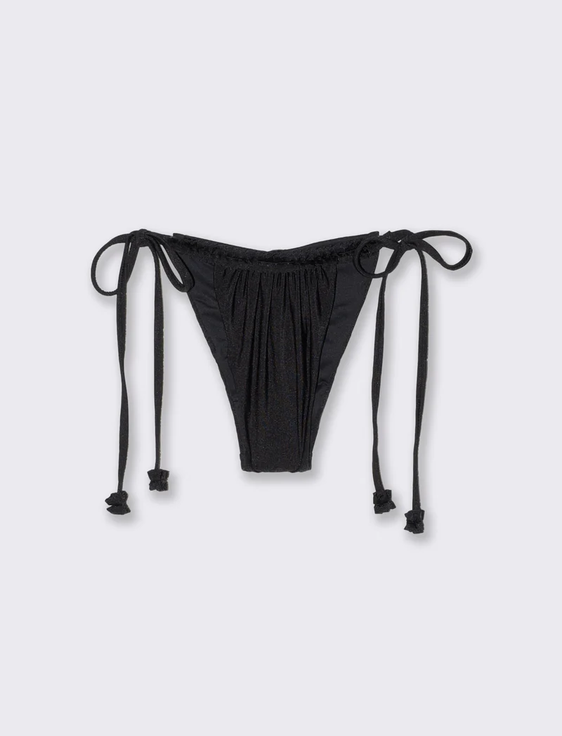 Slip mare arricciato con laccetti - Nero