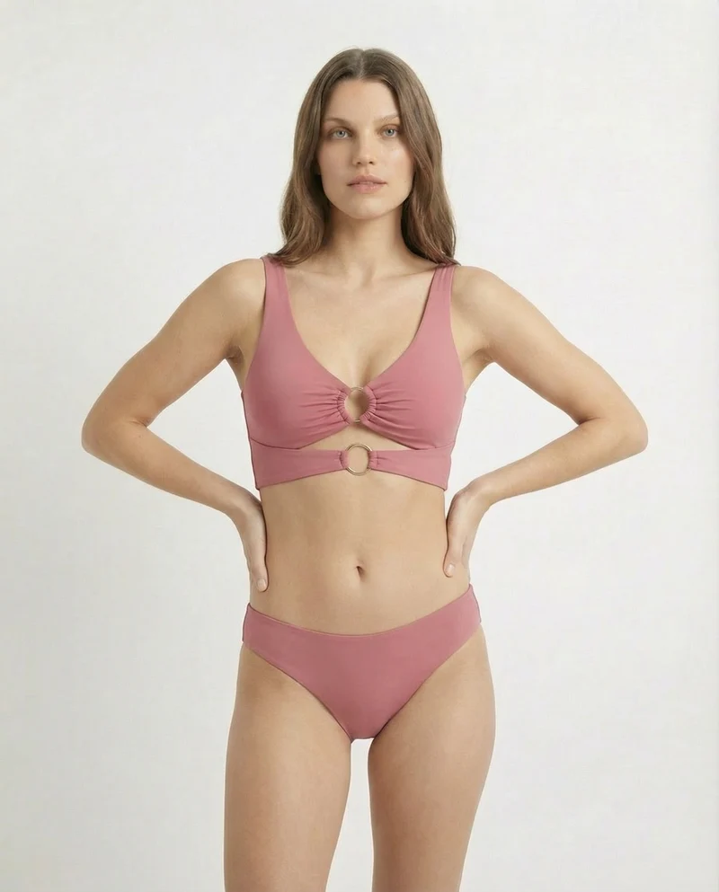 Reggiseno mare top con anelli per donne - Rosa
