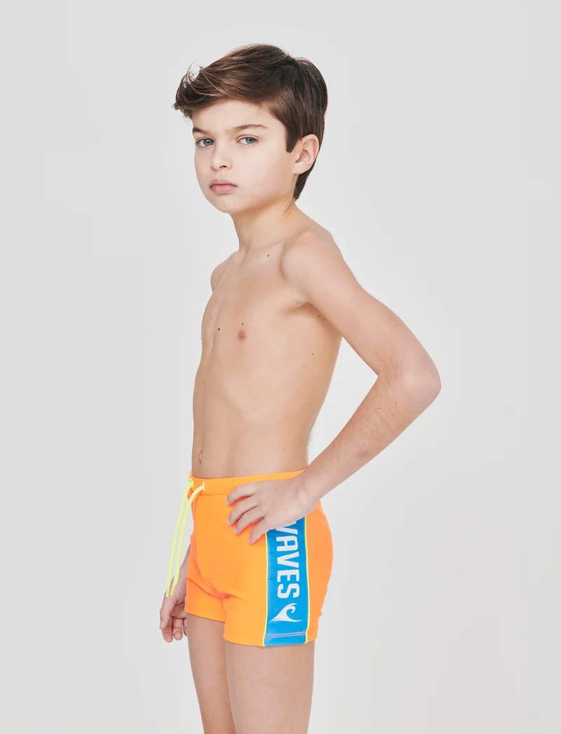 Costume boxer elastico con dettagli fluo - Arancio