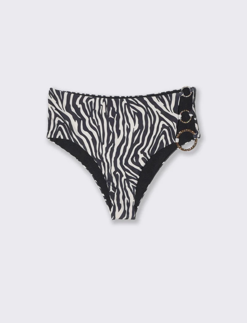 Slip mare a vita alta con anelli - Zebrato