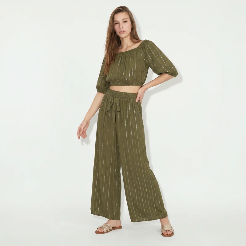 Pantalone Palazzo con Lurex e Fusciacca - Kaky 1