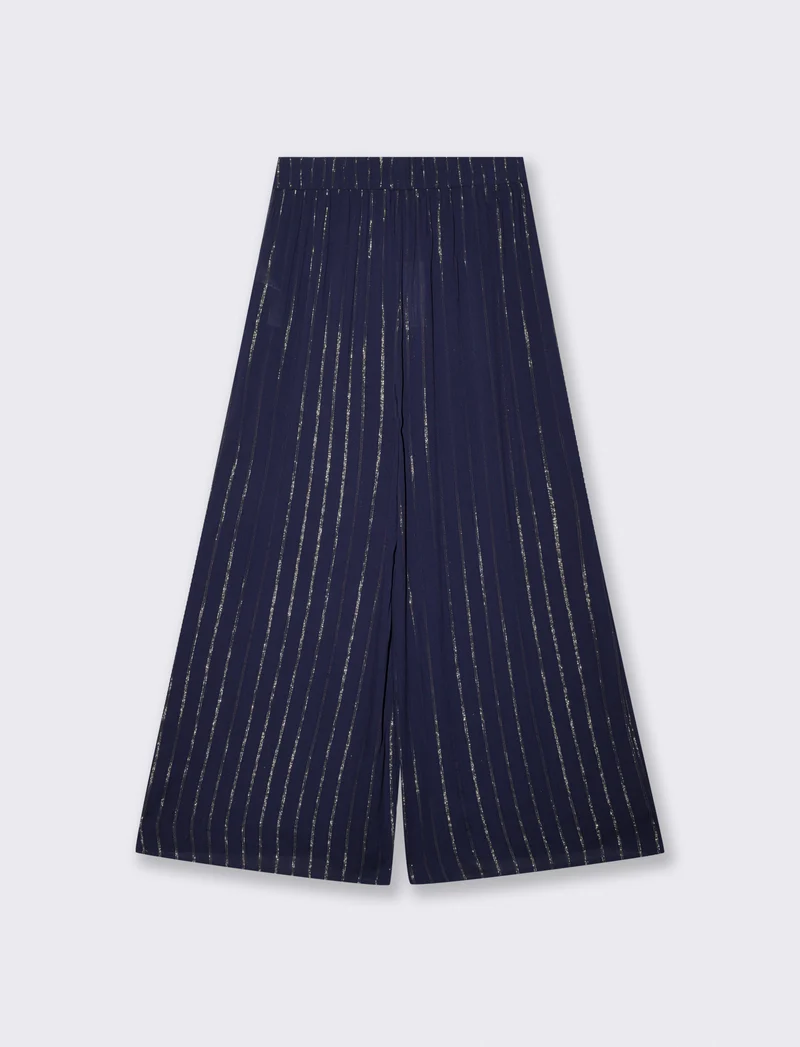 Pantalone Palazzo con Lurex e Fusciacca - Blu