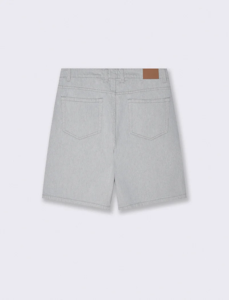Bermuda jeans effetto spigato regular fit - Denim chiaro