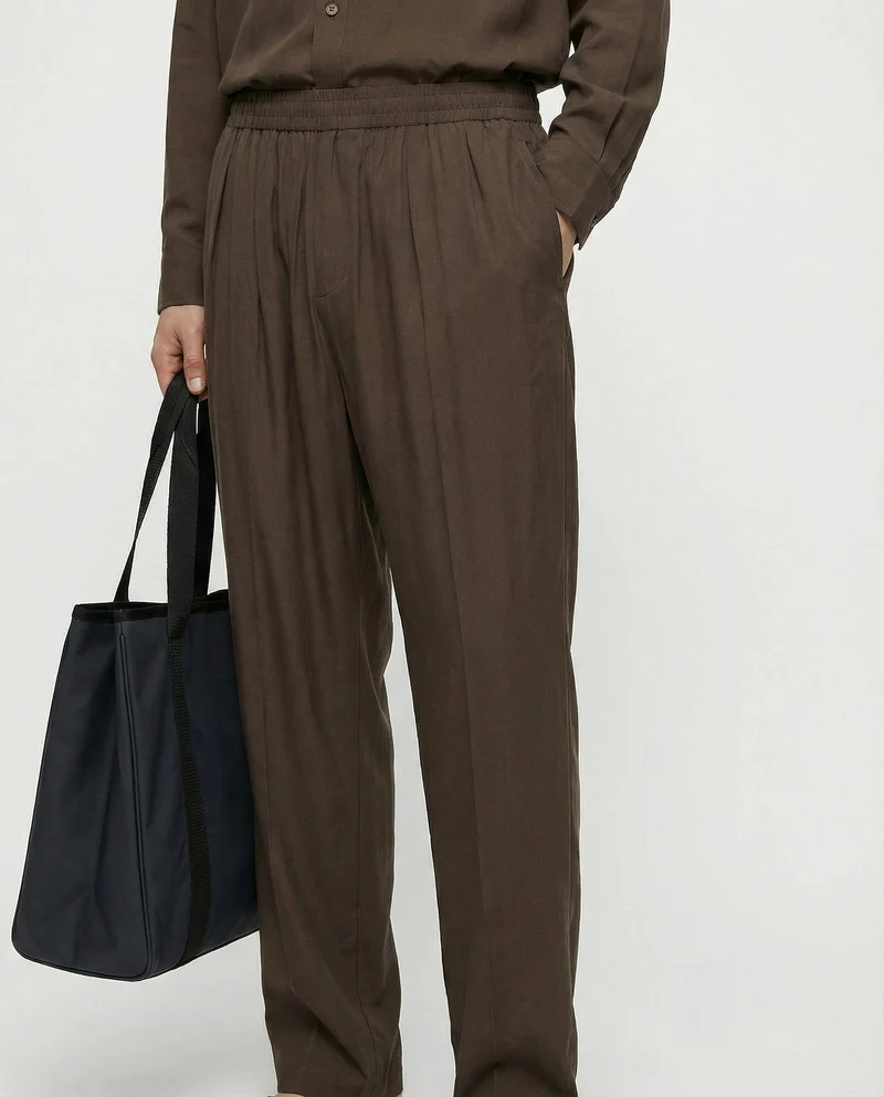 Pantaloni jogger in misto viscosa - Moro