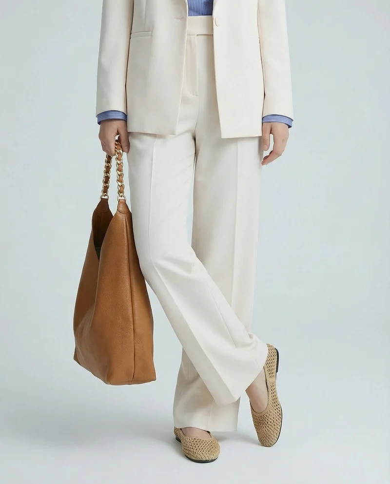 Pantalone Linea Dritta Elegante - Bianco panna