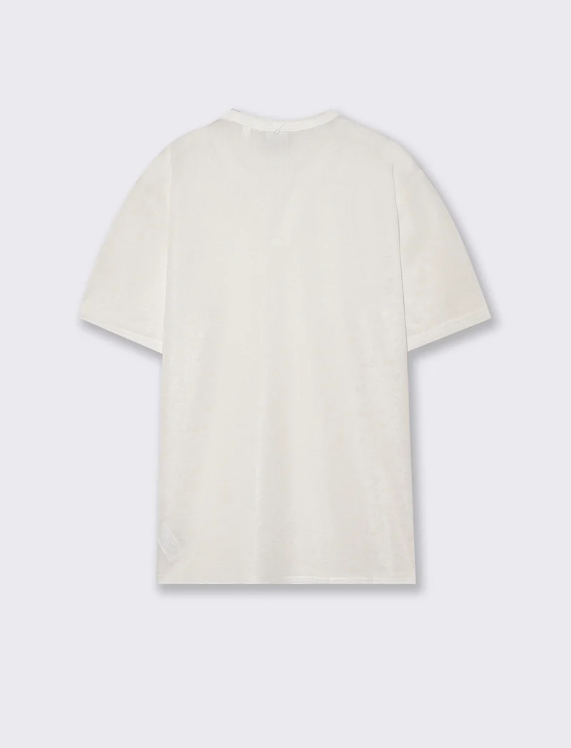 T-Shirt Coreana Derby con Colletto Aperto - Bianco