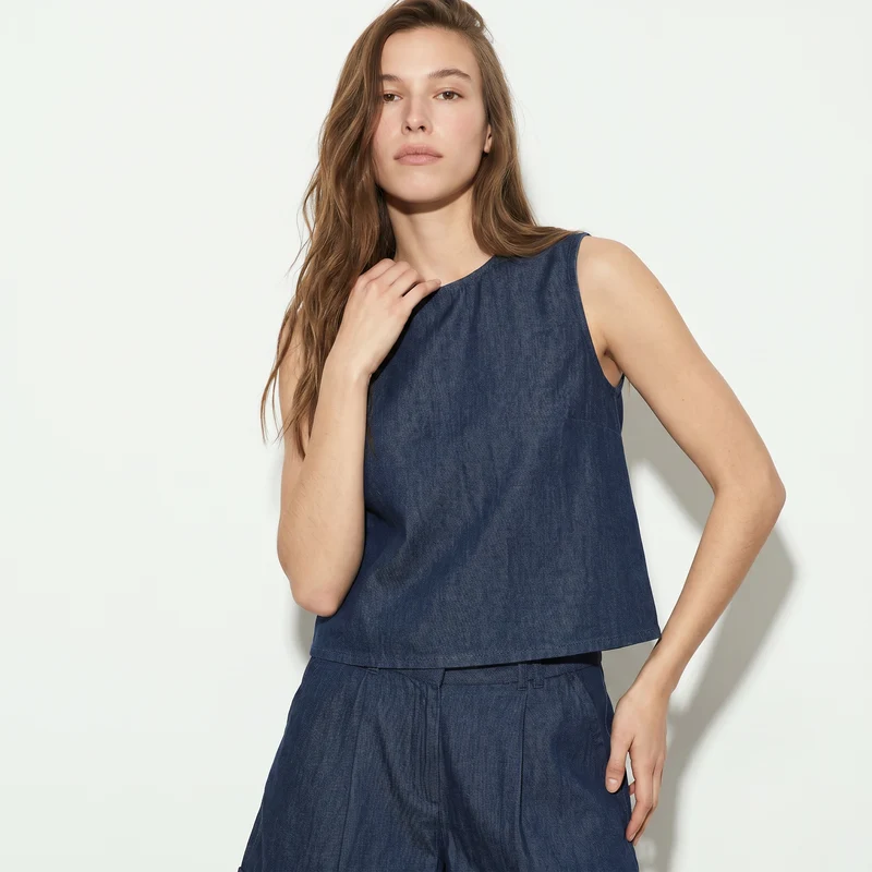 Casacca Smanicata con Chiusura Retro - DENIM SCURO