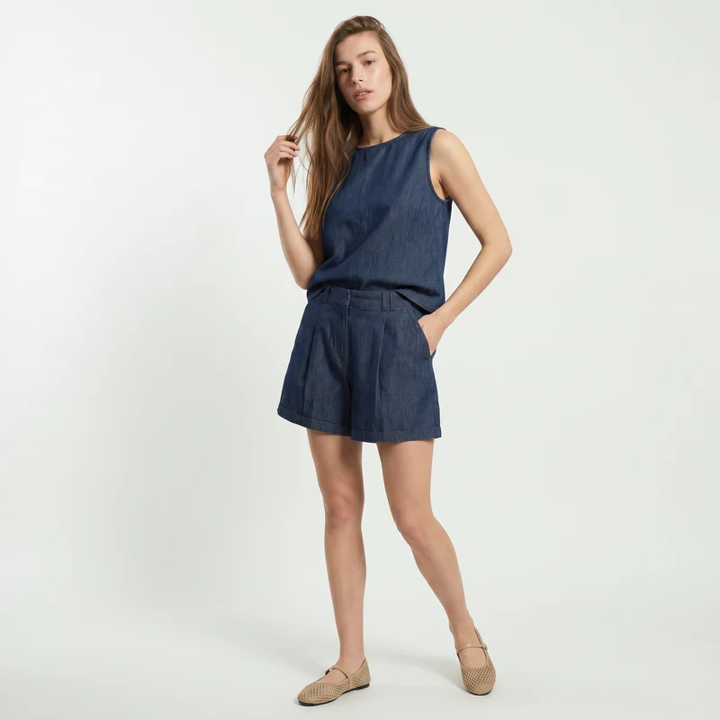 Casacca Smanicata con Chiusura Retro - DENIM SCURO