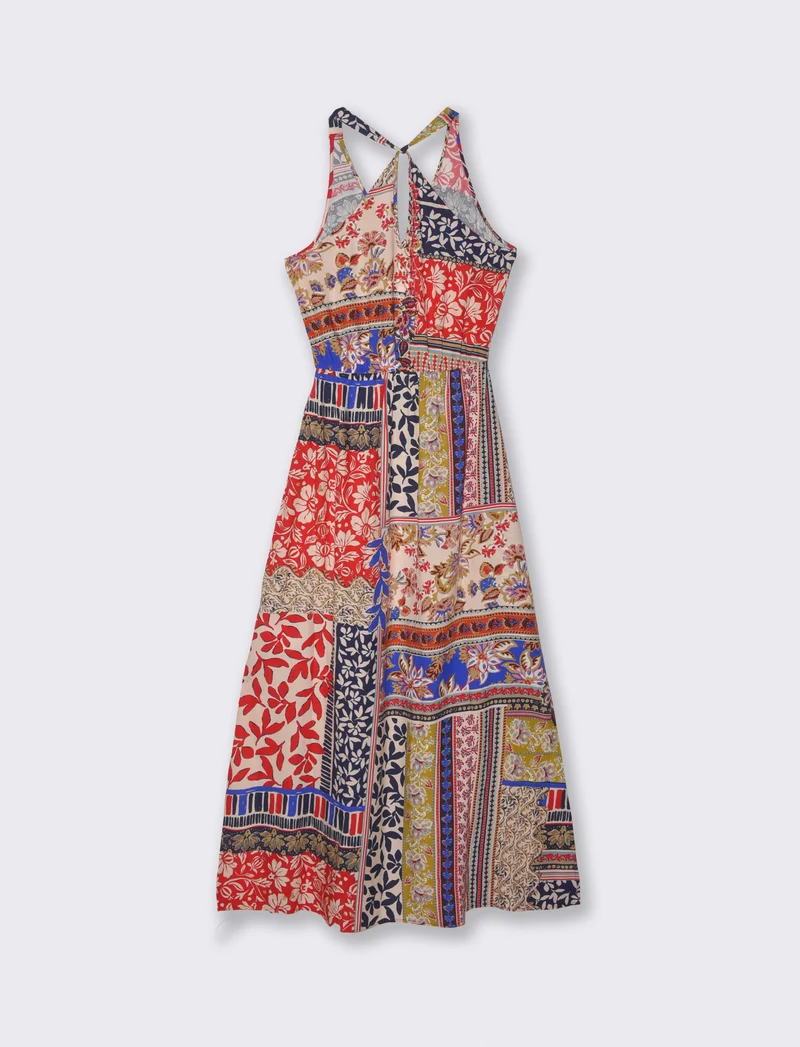 Vestito lungo con scollo a V e spacchi - var 3