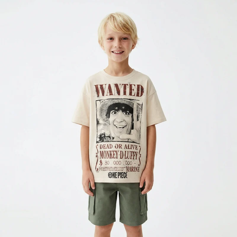 T-shirt One Piece per giovani fan - Beige