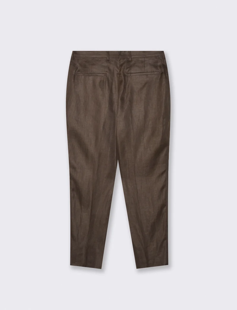 Pantaloni in puro lino con pinces - Moro