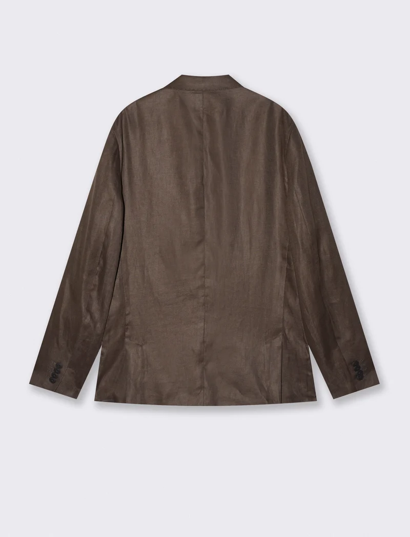 Blazer formal fit in puro lino diagonale - Moro