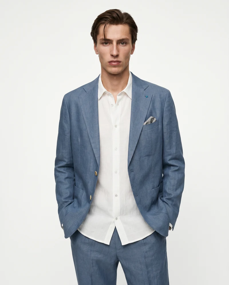 Blazer in puro lino con dettagli eleganti - CARTA DA ZUCCHERO