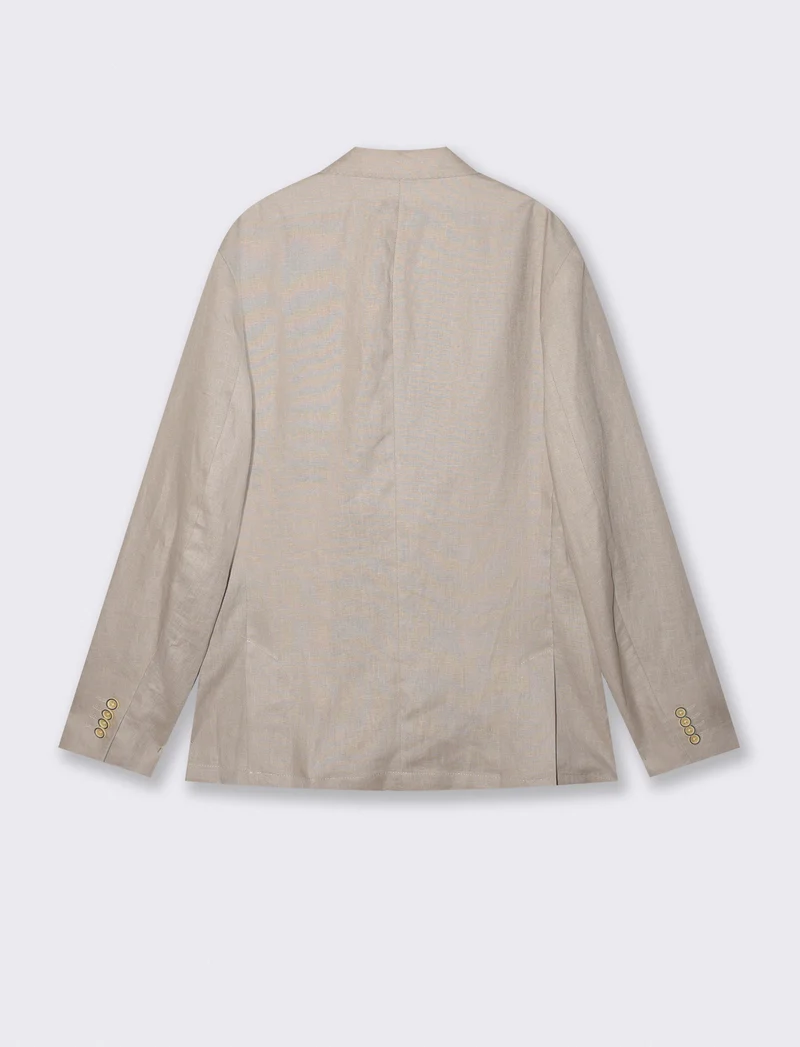 Blazer in puro lino con dettagli eleganti - Beige