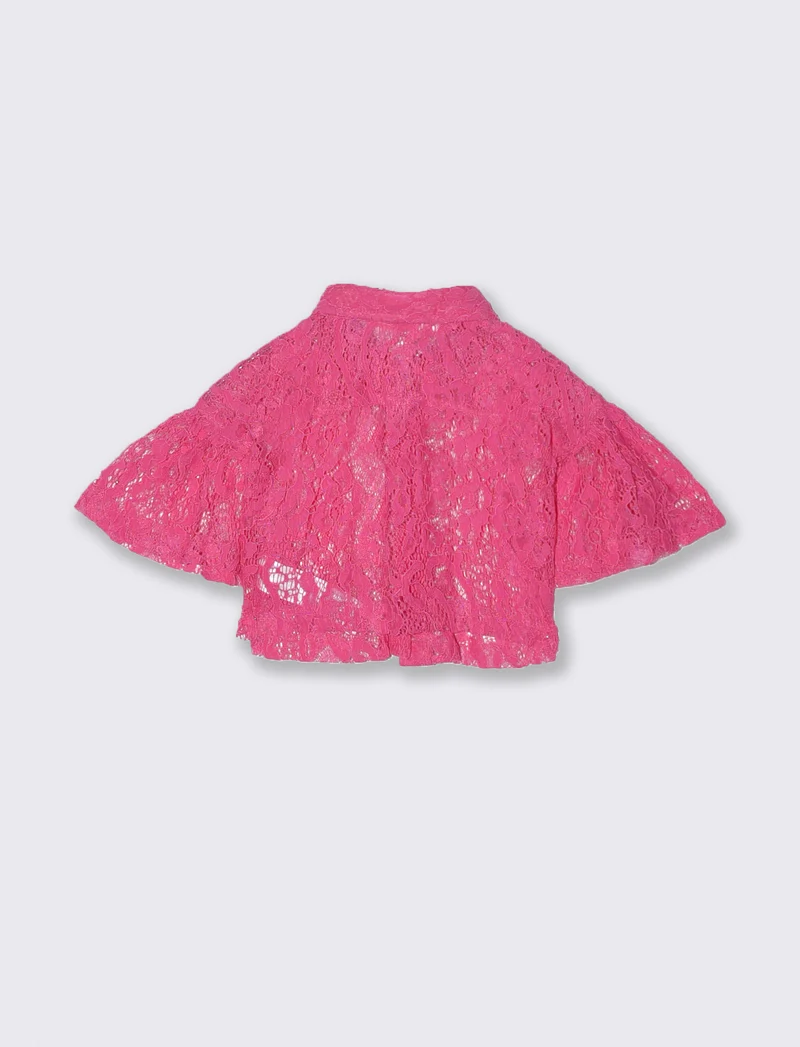 Camicia corta in pizzo con maniche ampie - Fuxia