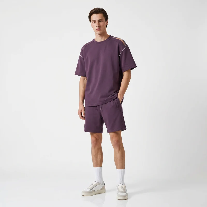 Felpa manica corta interlock misto cotone - Viola