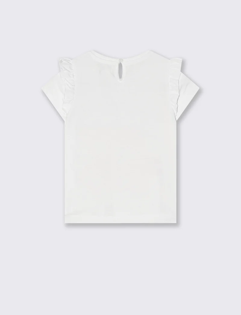Tshirt con rouches e strass per look casual - Bianco