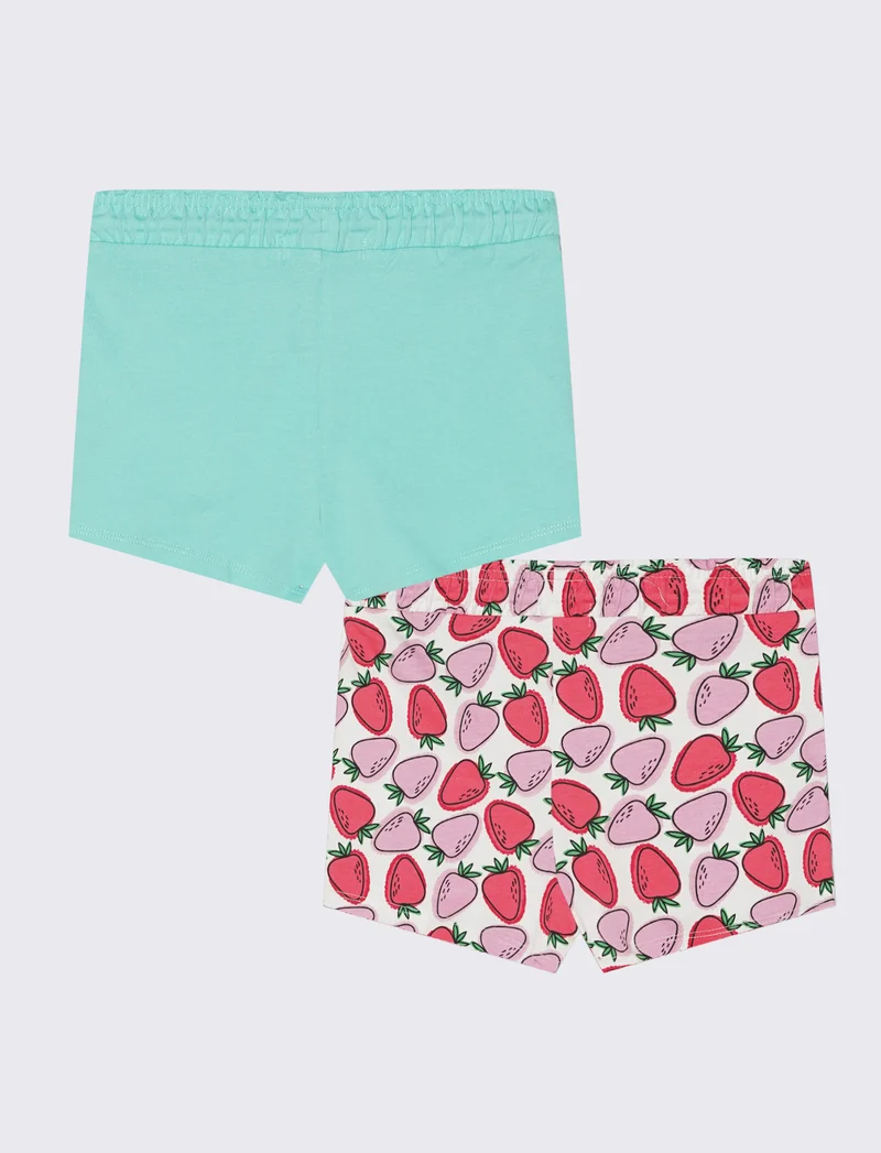Set 2 pack shorts in french terry uniti e stampati - Verde acqua