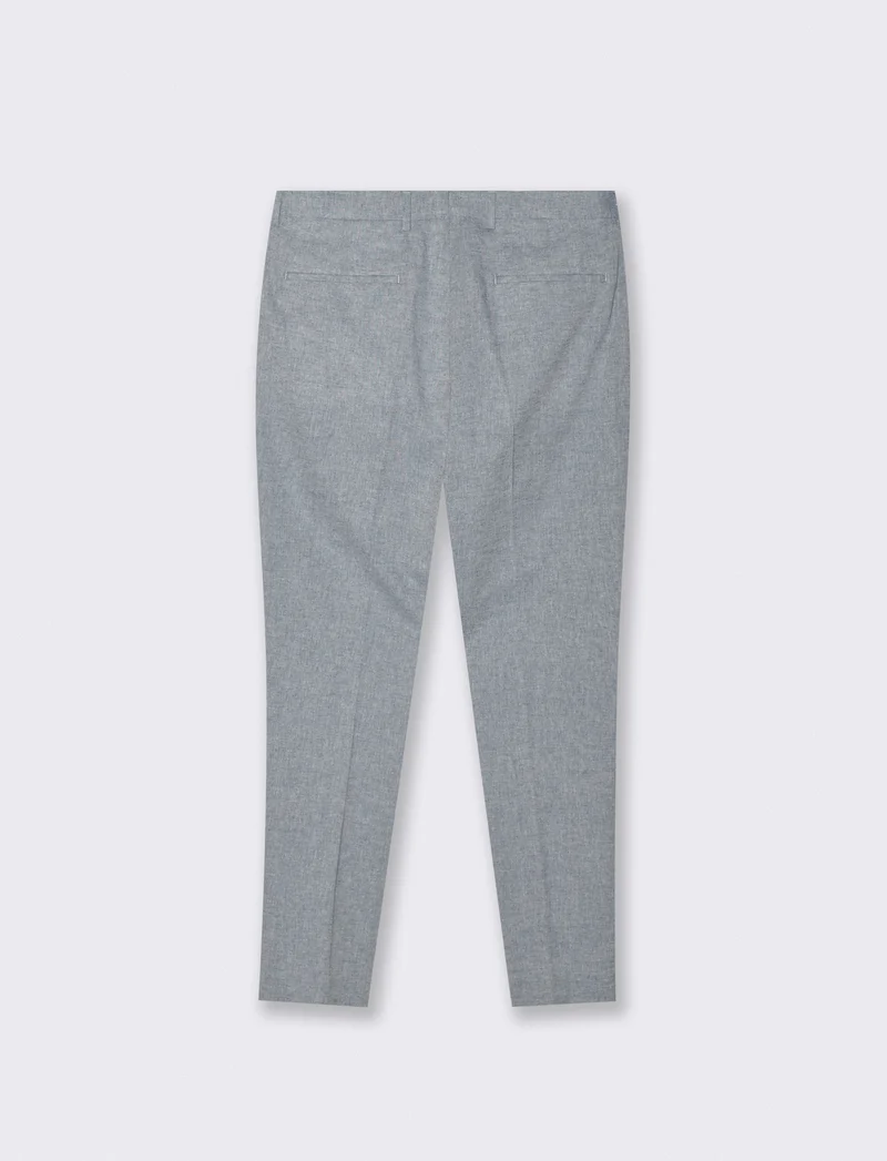 Pantaloni Chino in Tessuto Misto Lino - Blu
