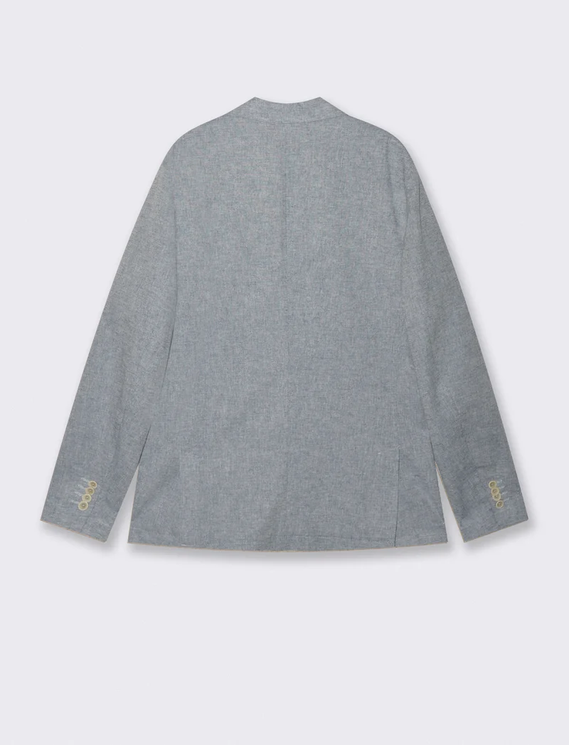 Blazer formal fit in tessuto misto lino - Blu