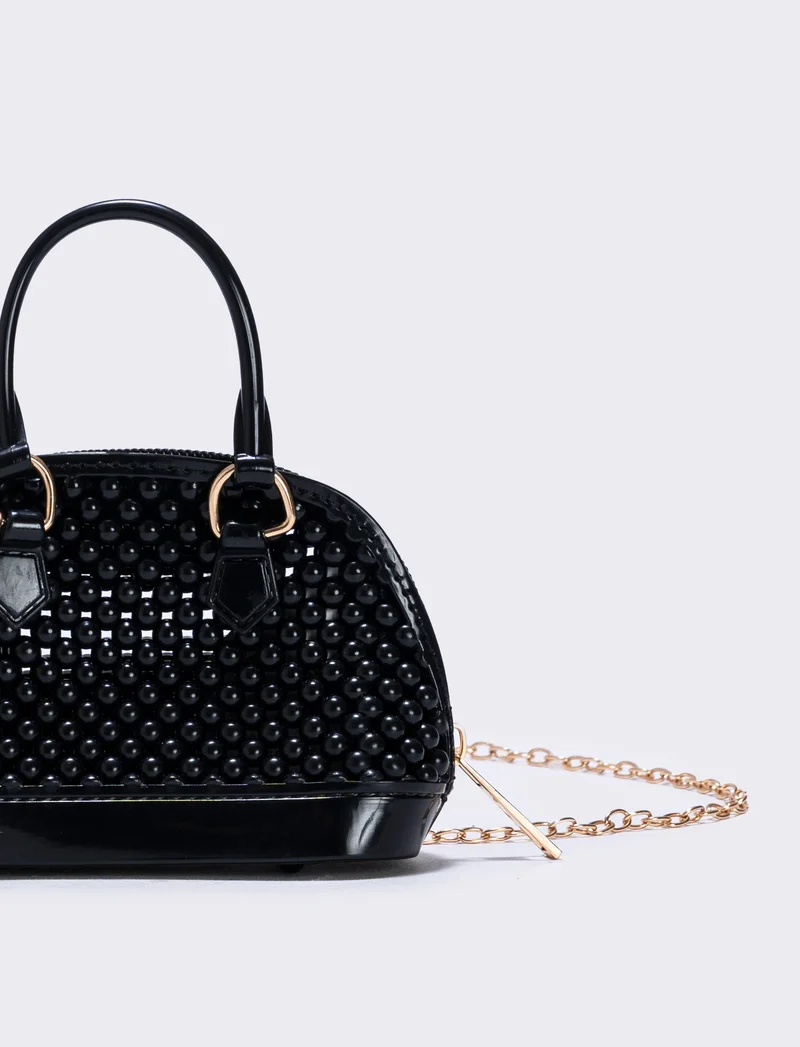 Bauletto bambina con bolle in PVC - Nero