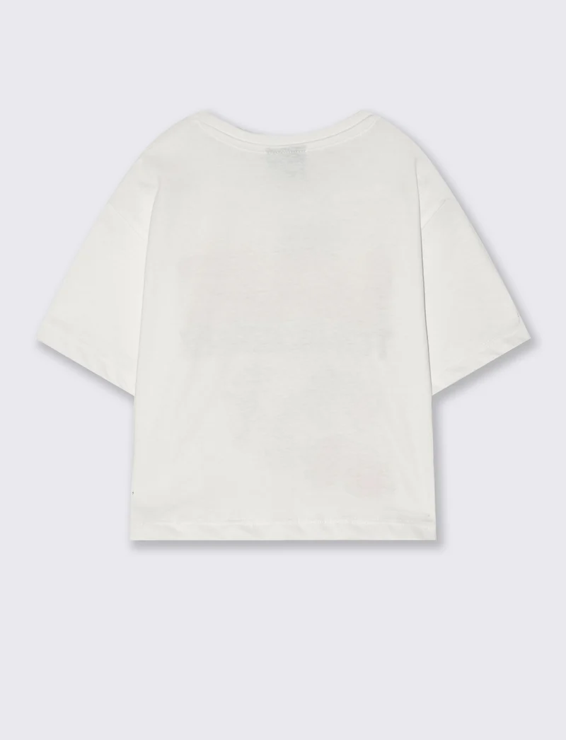 T-shirt cropped Tom & Gerry in cotone - Bianco