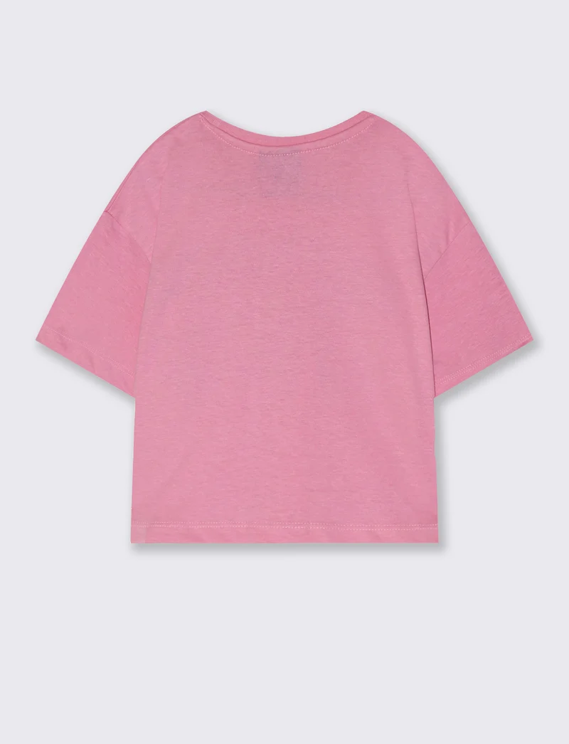 T-shirt cropped Tom & Gerry in cotone - Rosa