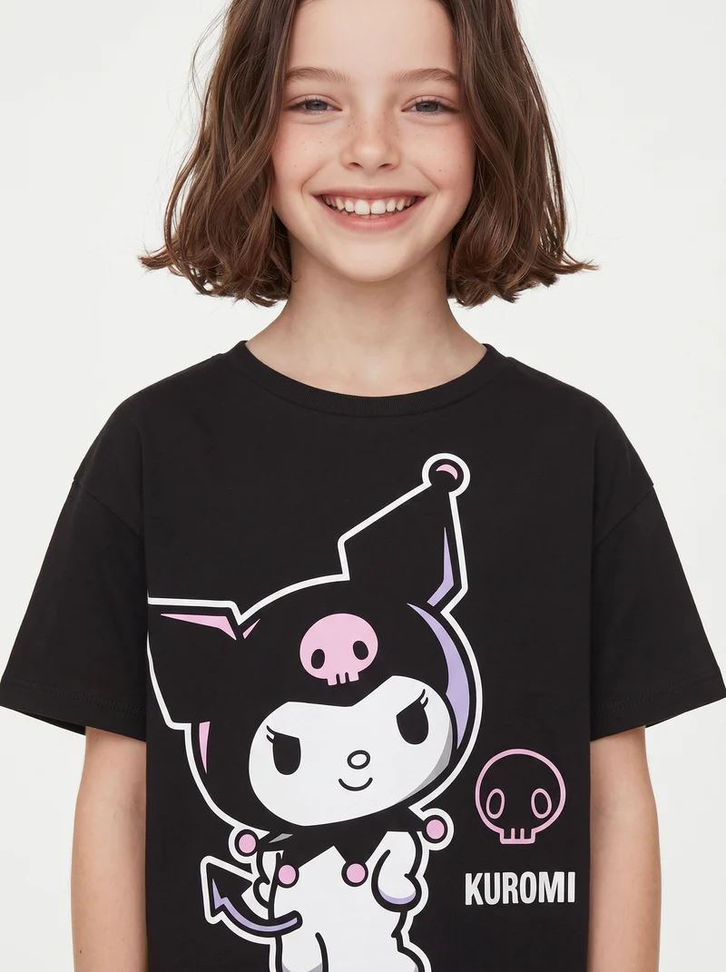 T-shirt mezza manica Hello Kitty e amici - Nero