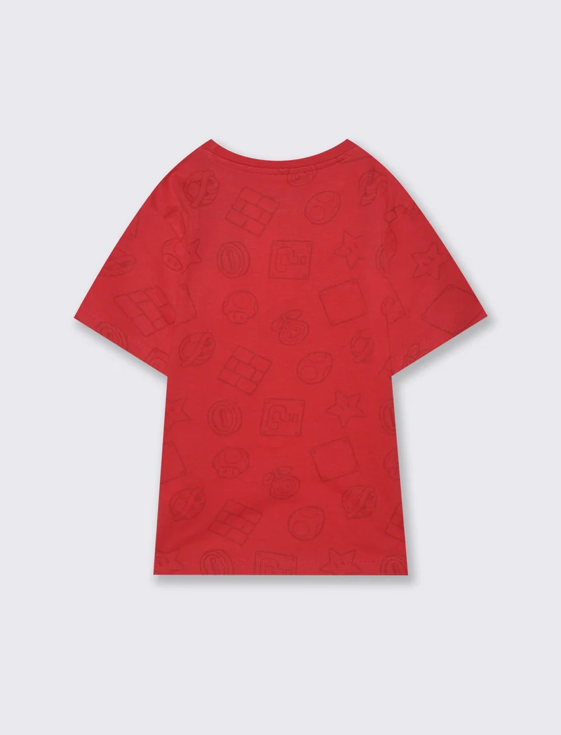 T-Shirt in cotone con stampe Supermario - Rosso