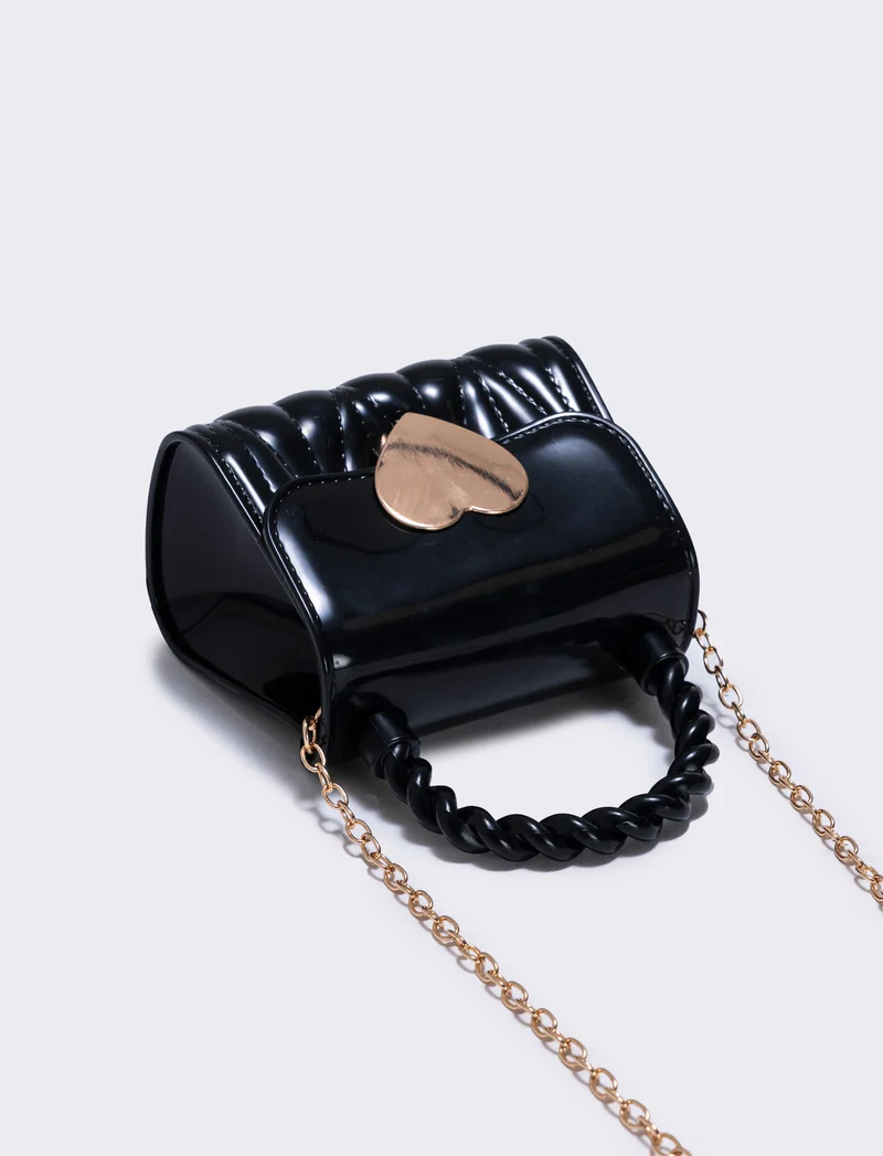 Borsetta cuore con tracolla elegante - Nero