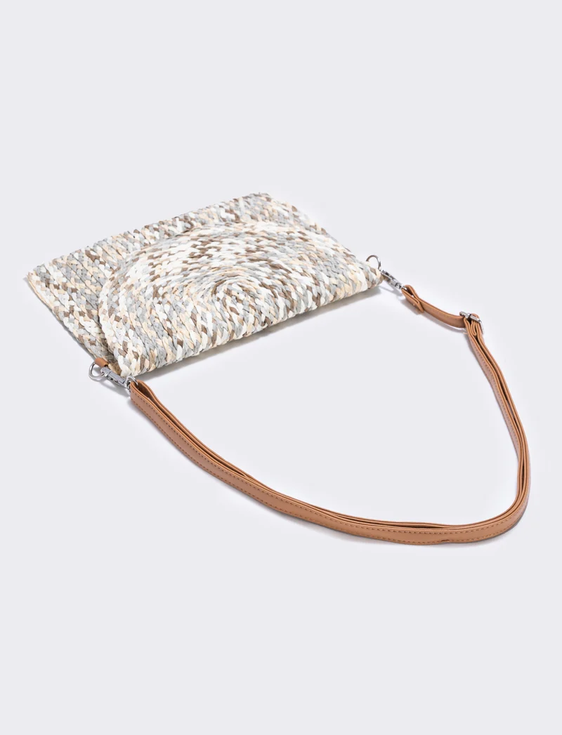 Borsa pochette in paglia intrecciata donne - Grigio