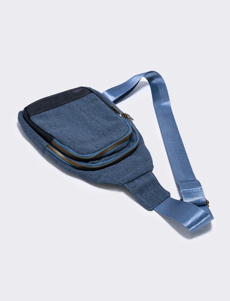 Zaino monospalla nylon per uomo - Blu