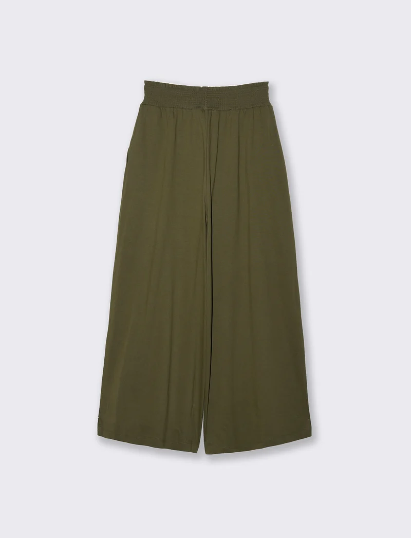 Pantalone Ampio con Elastico in Vita - Verde