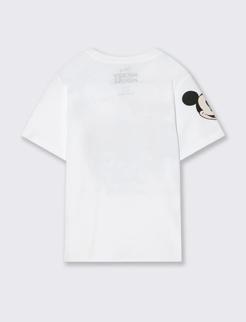 T-Shirt in cotone con stampe Mickey Mouse - Bianco