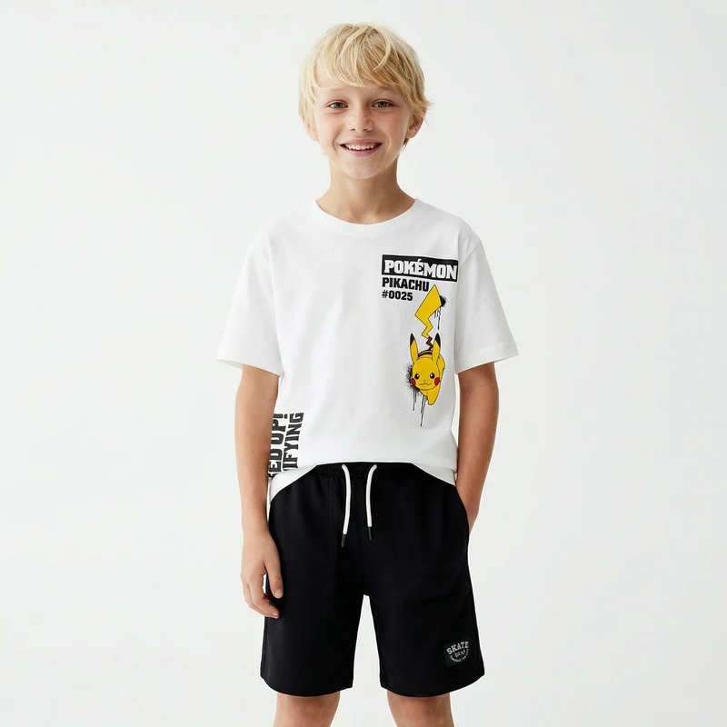 T-Shirt di cotone con stampe Pokemon - Bianco
