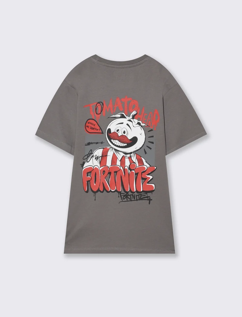 T-Shirt Fortnite in cotone con stampe - Grigio