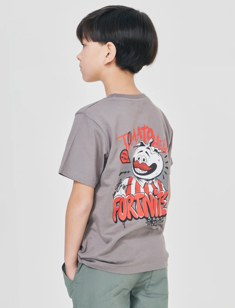 T-Shirt Fortnite in cotone con stampe - Grigio