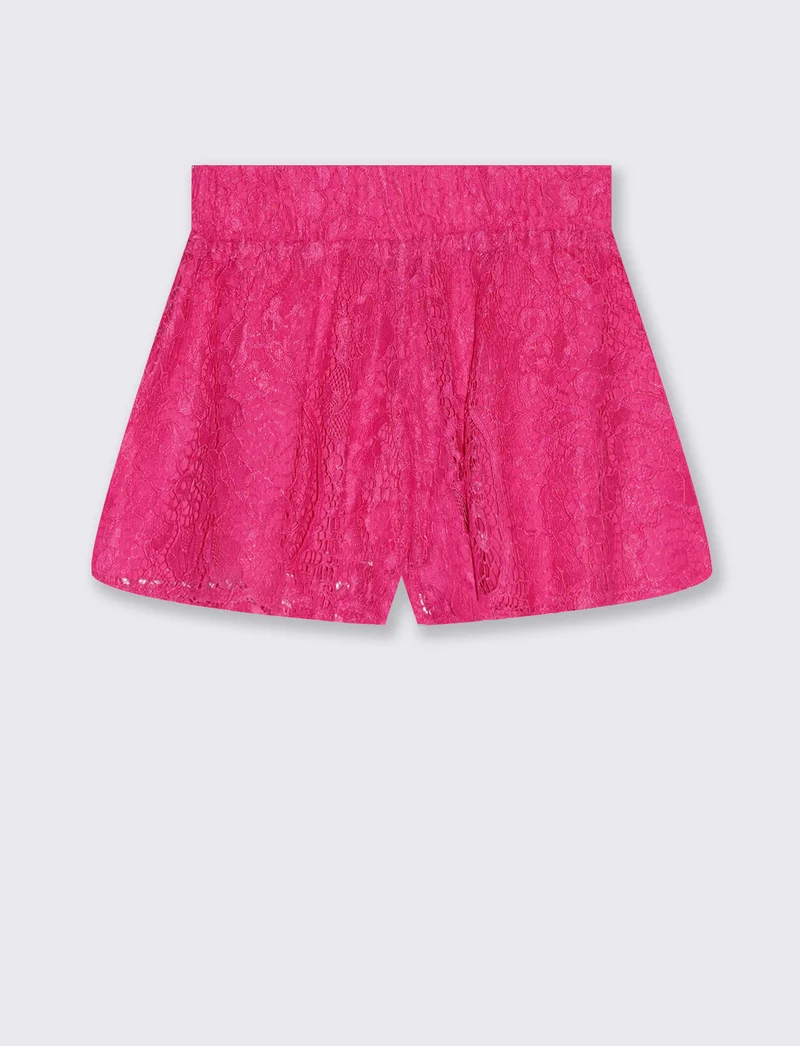 Shorts in tessuto con elastico - Fuxia