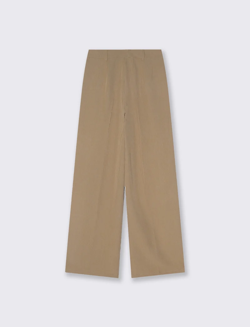 Pantalone a vita alta con pieghe e linea dritta - Sabbia