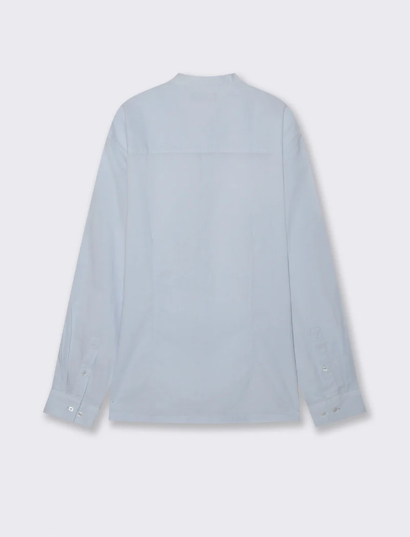 Camicia coreana in voile leggero - Celeste polvere