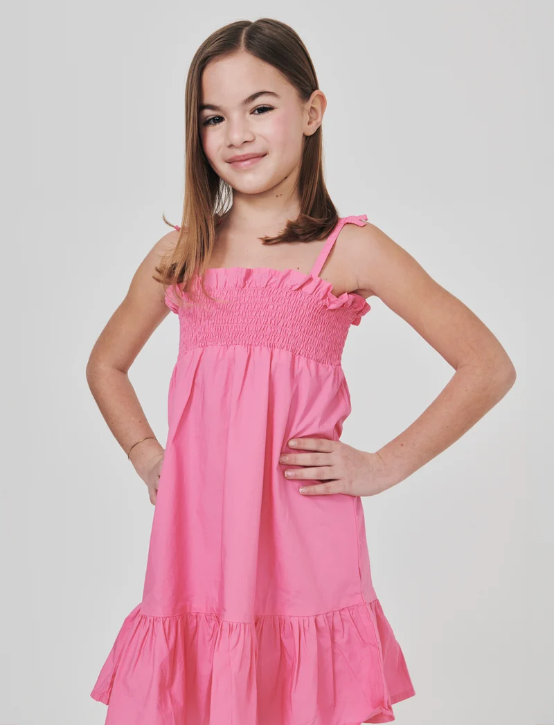 Abito con spalline e volant eleganti - Rosa big bubble