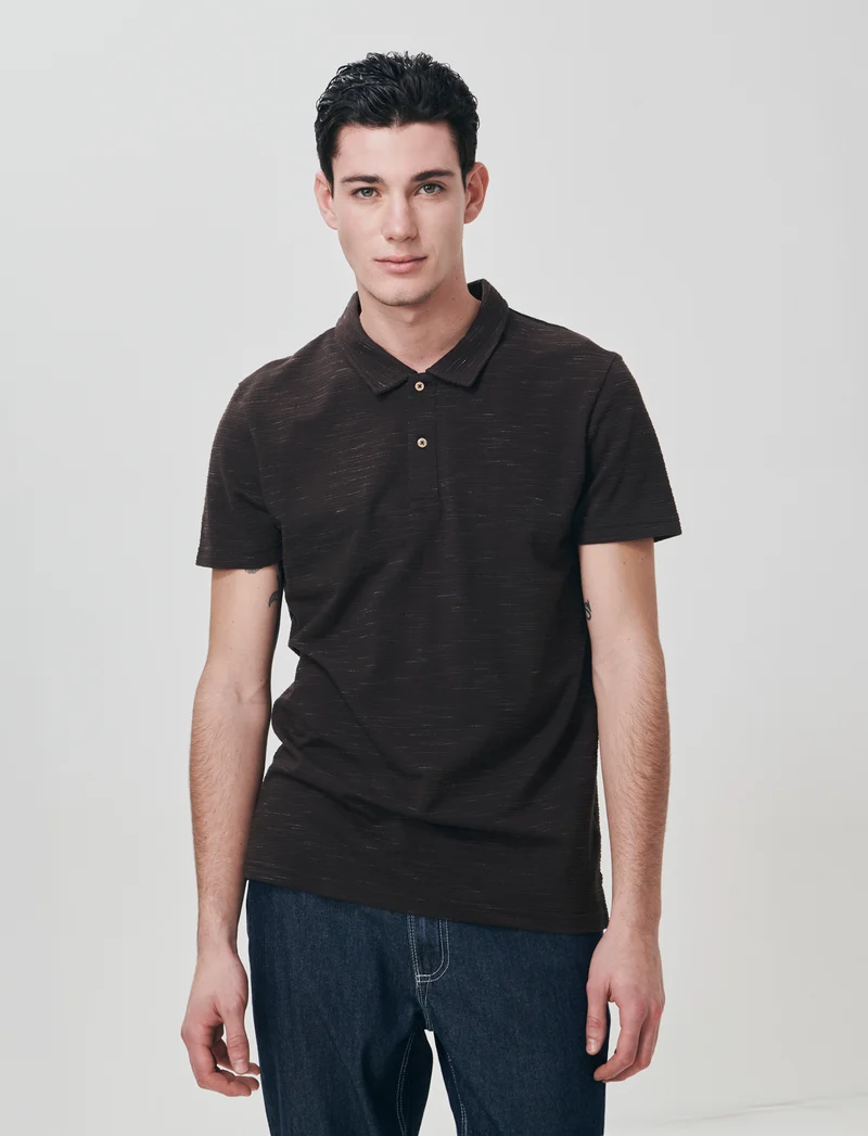 Polo Slub Injected con Colletto a Revers - Moro