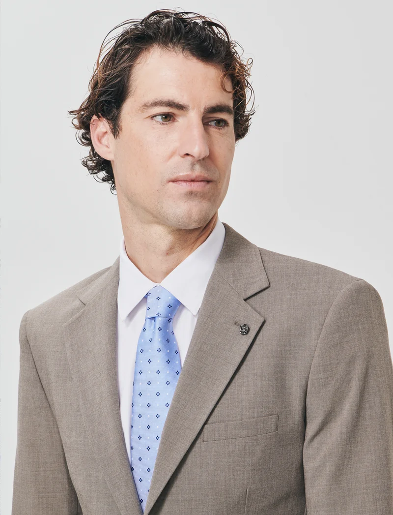 Pantaloni Formal Fit Micro Struttura Melange - Grigio fango