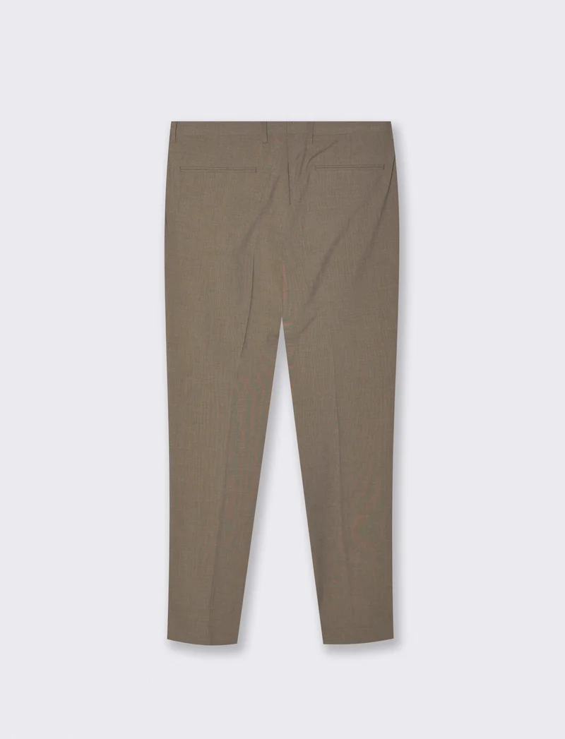 Pantaloni Formal Fit Micro Struttura Melange - Grigio fango
