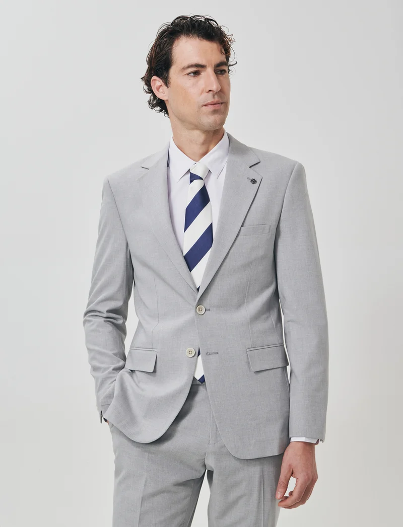 Blazer formal fit micro struttura melange - Grigio mel.