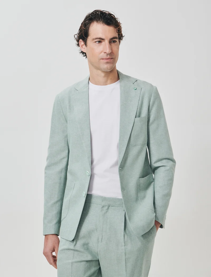 Blazer Decostruito in Misto Lino - Verde